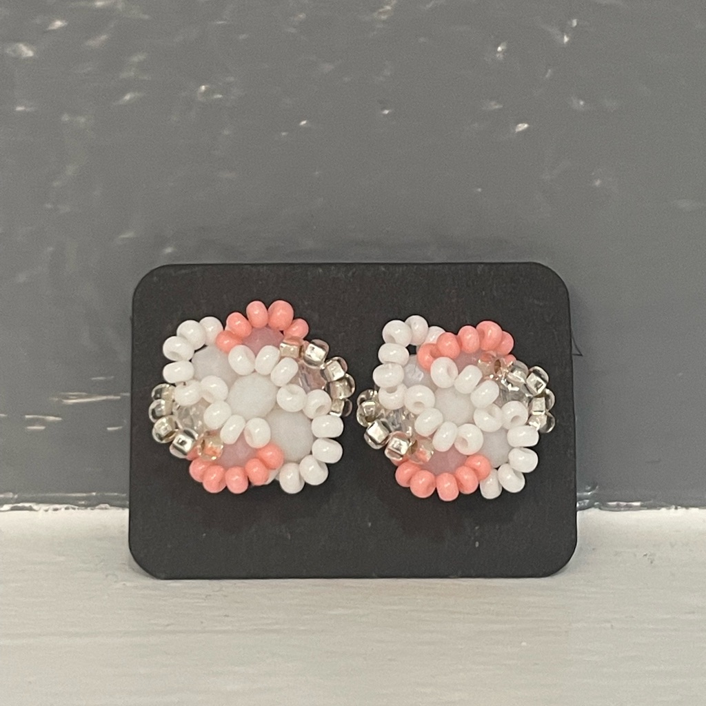 Huichol Beaded Flower Stud Earrings 15$